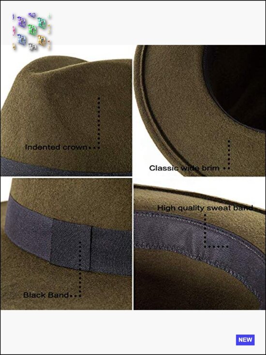 Wide Brim Fedora Hat with Interchangeable Belts, Adjustable Unisex Classic main image 6